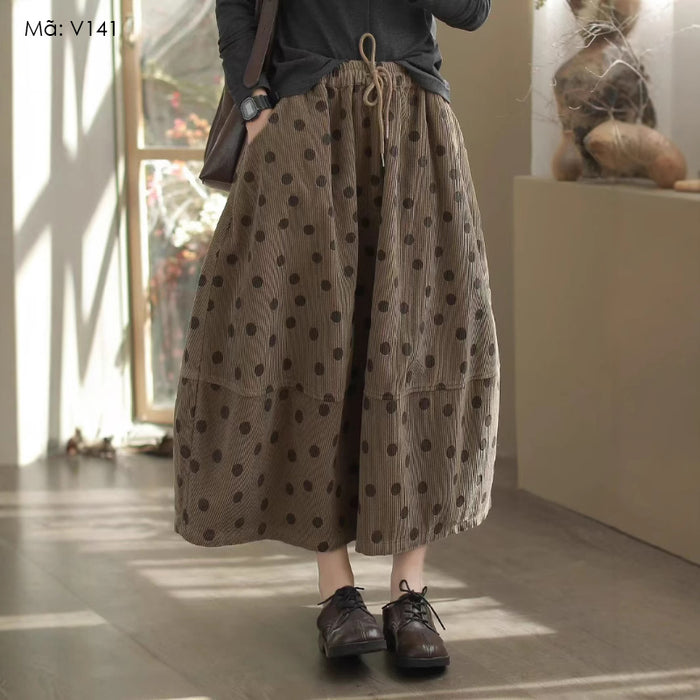 Chân váy nhung chấm bi - V141
