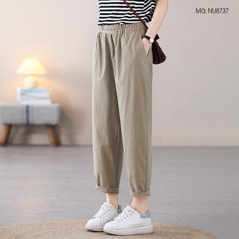 Buy Mordenmiss Women's Baggy Drawstring Pants Wide Leg Pants Casual Elastic  Waist Trousers Army Green M at Amazon.in