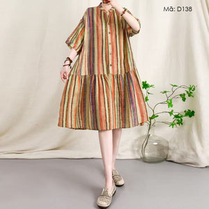 Đầm liền ngắn tay kẻ sọc - D138