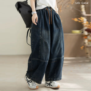 Quần baggy denim lưng thun dây rút - Q454