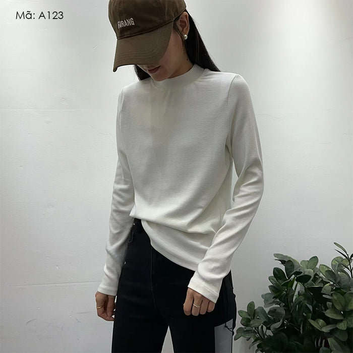 Áo T-shirt dài tay cổ lọ đơn sắc - A123