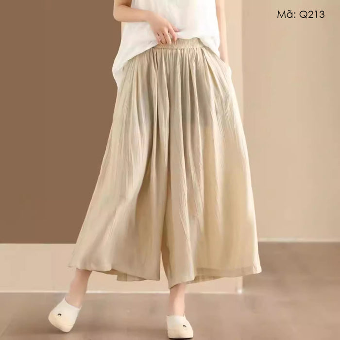 Quần baggy linen lưng thun ống rộng oversize - Q213