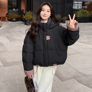 Áo khoác lông vũ cổ đứng có mũ - A1270