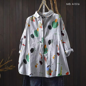 Áo sơ mi ngắn tay hoa văn trừu tượng- A1516