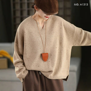 Áo len cổ tròn chấm màu - A1313