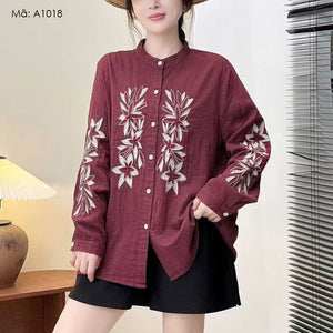 Áo sơ mi dài tay thêu hoa - A1018