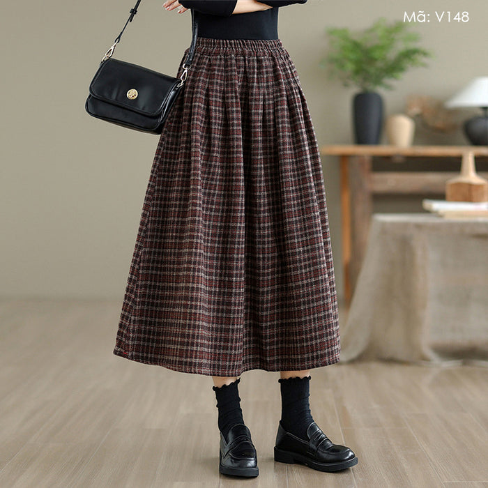Chân váy len kẻ caro - V148