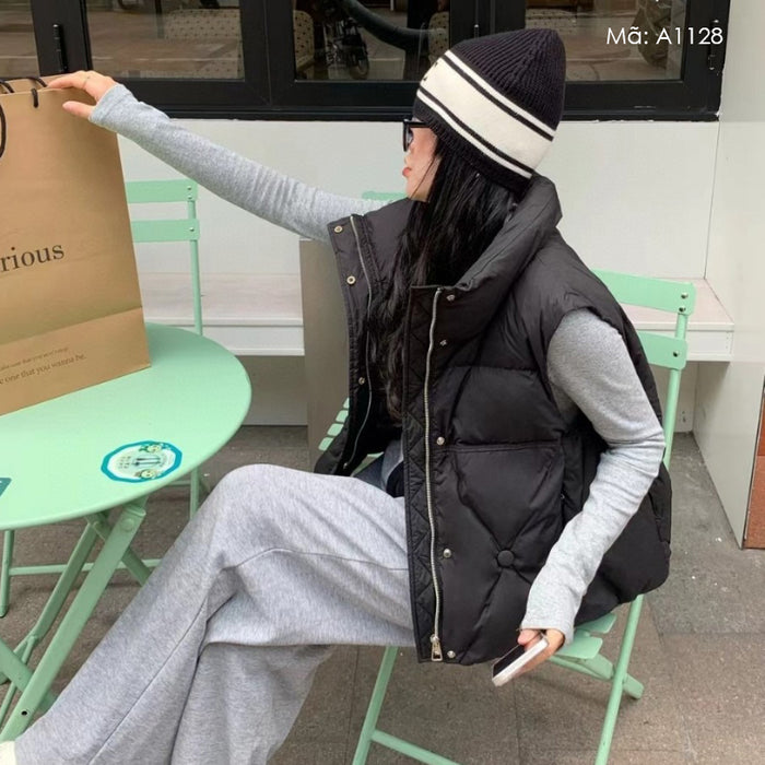 Áo khoác gile lông vũ cổ đứng - A1128