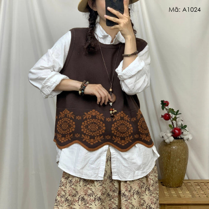 Áo len gile retro - A1024