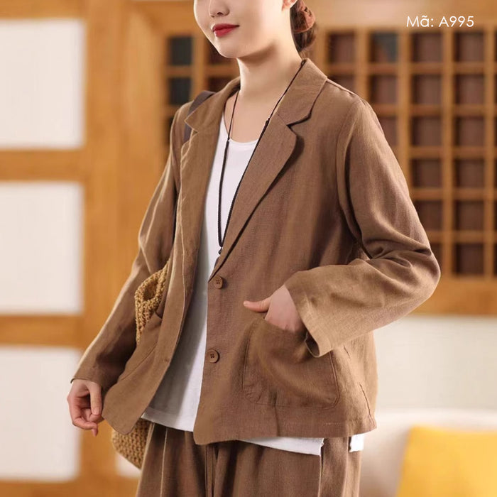 Áo khoác balze linen dài tay - A995