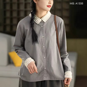 Áo sơ mi dài tay phối viền kiểu - A1335