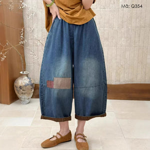 Quần baggy denim lửng retro - Q354