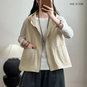 Áo khoác gile có mũ - A1328 - kamaka.vn