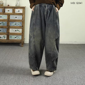 Quần baggy denim retro xếp ly - Q341