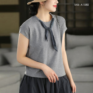 Áo T-shirt ngắn tay cổ tròn thắt nơ - A1580
