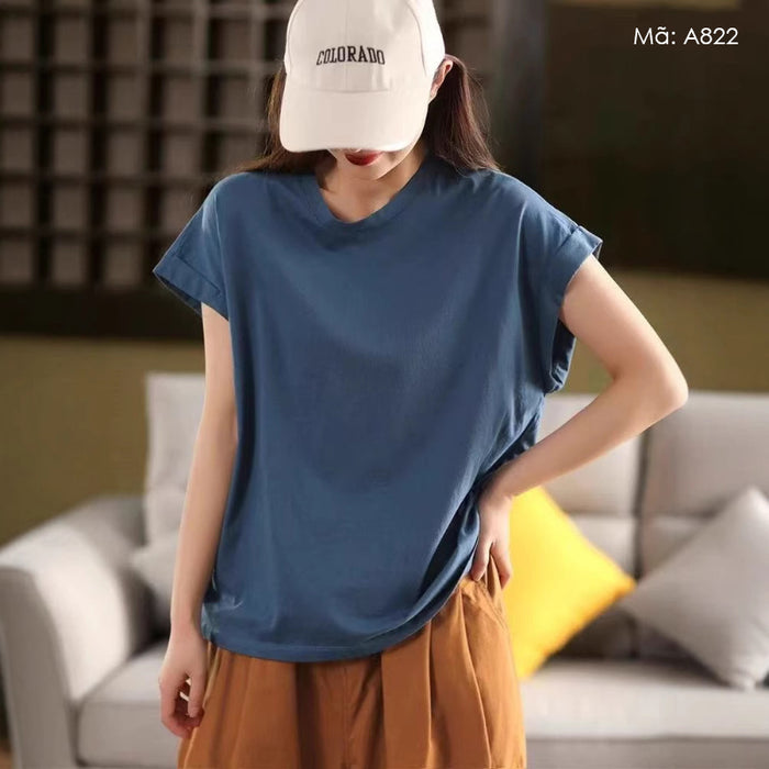 Áo T-shirt sát nách cổ tròn đơn sắc - A822