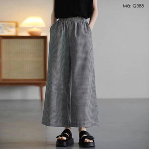 Quần baggy lưng thun kẻ caro - Q388
