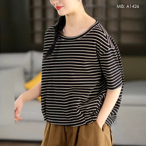 Áo T-shirt ngắn tay kẻ sọc nhỏ - A1426