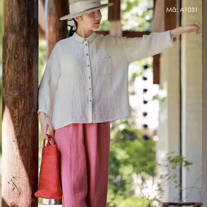 Áo sơ mi linen tay lửng - A1031