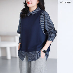 Áo sơ mi dài tay phối gile - A1094