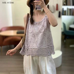 Áo T-shirt sát nách thêu retro - A1546