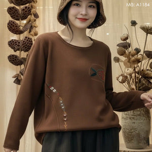 Áo len thêu cổ tròn - A1184
