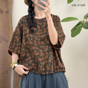 Áo T-shirt ngắn tay in hoa - A1429
