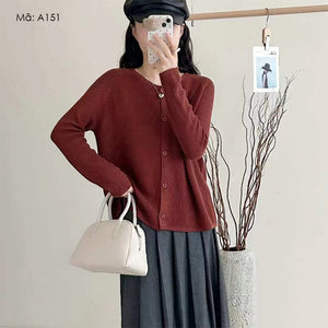 Áo khoác len cardigan dài tay cổ tròn - A151