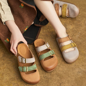 Dép da retro quai gài đế mềm - G129