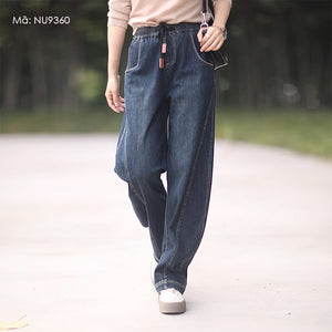 Quần baggy denim basic lưng thun dây rút một túi sau - NU9360