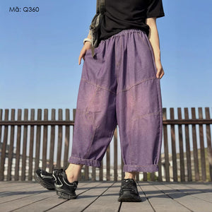 Quần baggy denim lửng màu đơn - Q360