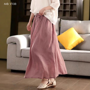 Chân váy xòe linen lưng thun - V133