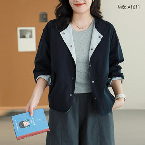 Áo khoác retro form rộng cổ tròn - A1611