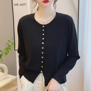 Áo khoác cardigan len sáp dài tay cổ tròn - A077