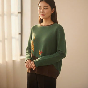 Áo len thêu mèo câu cá - A1186