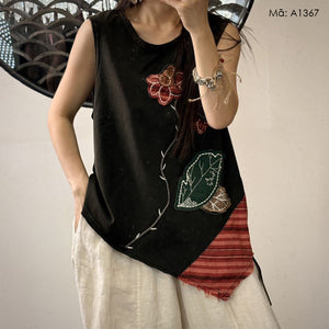 Áo T-shirt sát nách thêu hoa - A1367