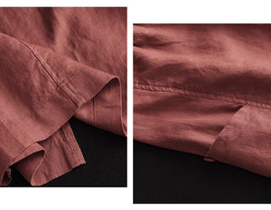 Chân váy linen retro hai túi đính khuy lưng thun - NU9000