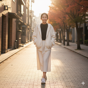 Áo khoác cardigan dài tay có mũ dây rút hai túi vuông - A406