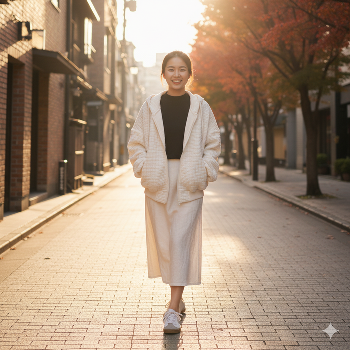 Áo khoác cardigan dài tay có mũ dây rút hai túi vuông - A406