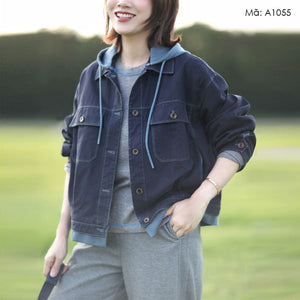 Áo khoác denim có mũ - A1055
