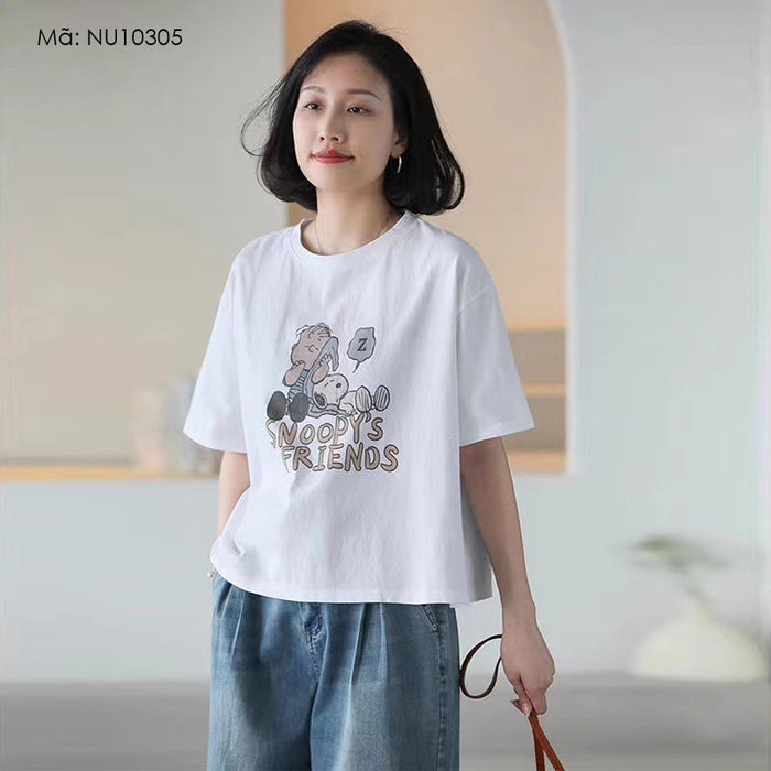 Áo T-shirt ngắn tay cổ tròn in nhân vật Snoopy's - NU10304