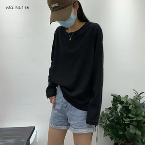 Áo T-shirt dài tay cổ tròn đơn sắc - A115