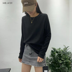 Áo T-shirt dài tay cổ tròn đơn sắc - A130