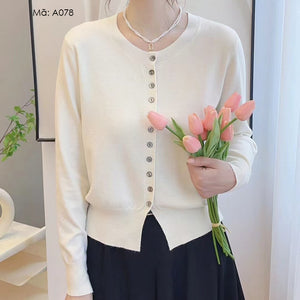 Áo khoác cardigan len sáp dài tay cổ tròn - A077