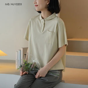 Áo T-shirt ngắn tay cổ pipi một túi - NU10202