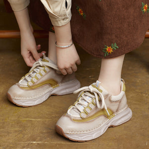 Giày da Forrest Gump cột dây để cao phối màu - G153