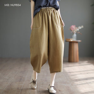 Quần baggy linen lưng thun túi bo tròn - NU9853