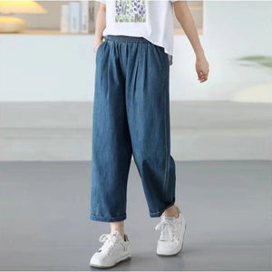 Quần baggy denim lưng thun xếp ly ống côn hai túi sau - NU10514