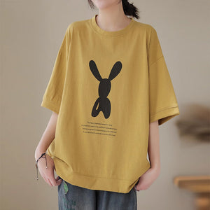 Áo T-shirt ngắn tay cổ tròn in hình chú thỏ - NU8429