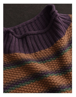 Áo len đan dài tay cao cổ kẻ sọc màu sắc - NU9424